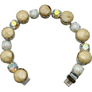 REGENCY Vintage Mid Century Aurora Borealis AB Faux Pearl Bracelet 7”
